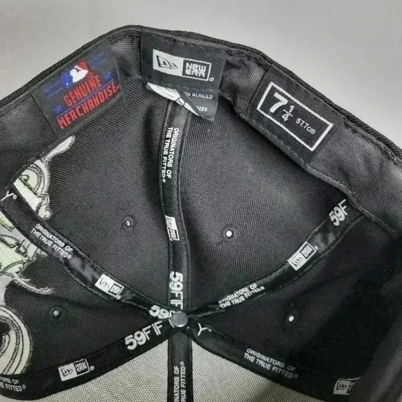 Vtg Atlanta Braves Fitted Hat 7-1/4 New Era 59FIFTY  Black Neon Green Letters - Picture 7 of 8